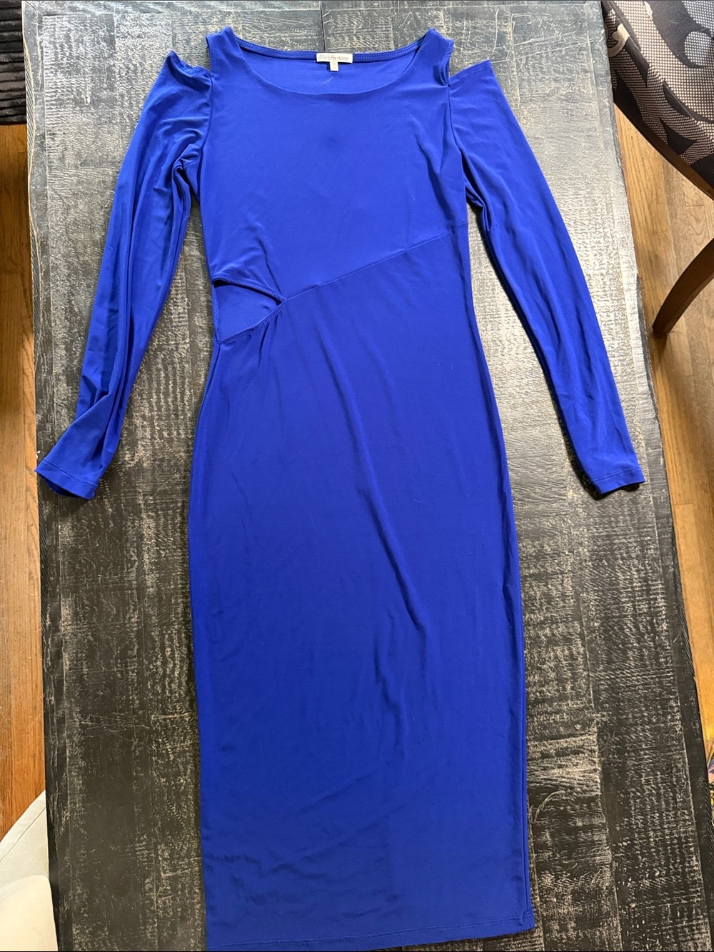 Charlotte Russe Royal Blue Cold-Shoulder and cut outs Long Sleeve Sheath Dress